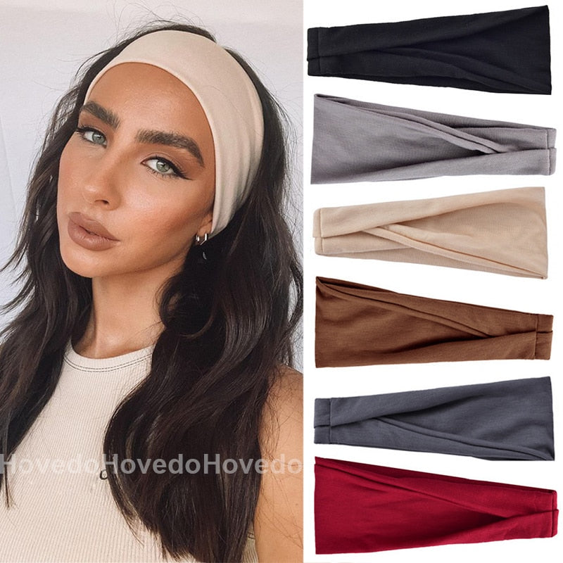 Women Solid Color Elastic Hair Fashion Turban