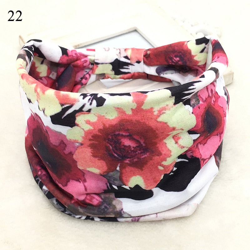 Bohemian Wide Cotton Stretch Headbands Women Headwrap Turban
