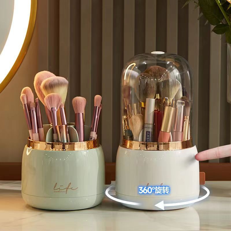 360° Rotating Makeup Brushes Holder Portable Desktop Cosmetic
