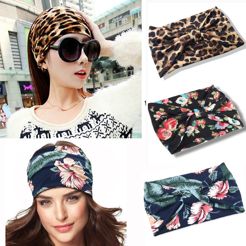 Bohemian Wide Cotton Stretch Headbands Women Headwrap Turban