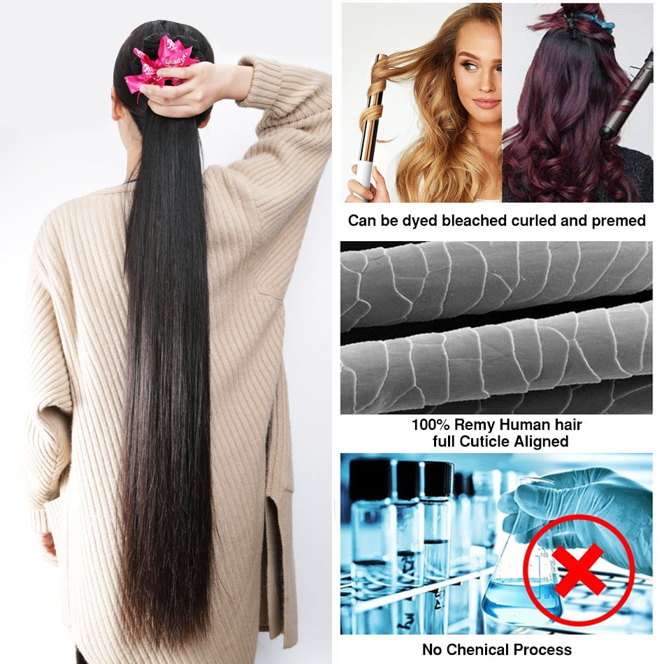 Bone Straight Human Hair Bundles Brazilian Hair Hair Extensions