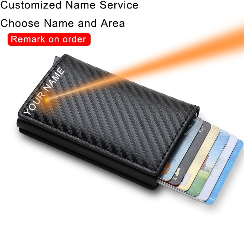 Custom Card Holder Men Wallets Rfid Black Carbon Fiber