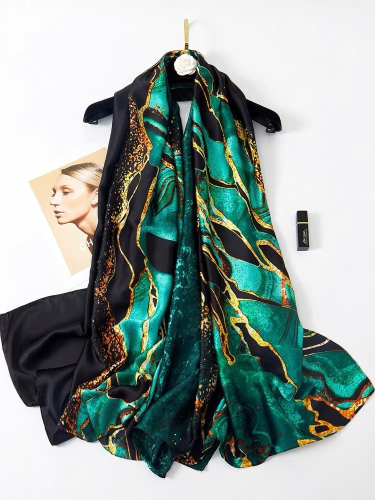 Women Silk Winter Scarf Luxury Design Print