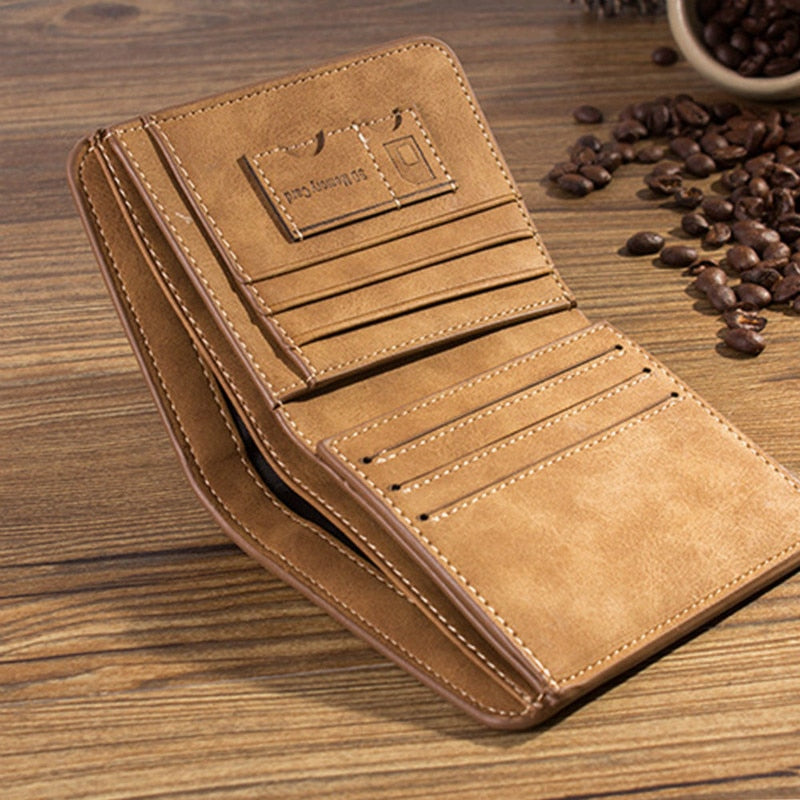 Men's Wallet Leather Billfold Slim Hipster Cowhide