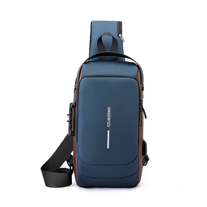 Chest Bag for Men Crossbody Bag Waterproof USB Shoulder Bag Anti-Theft Fashion Luxury Designer