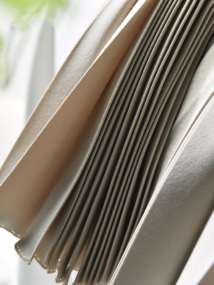 Brand Designer Women Spring Autumn Elegant Chic Solid Pleated Skirt High Waist Luxury Fashion