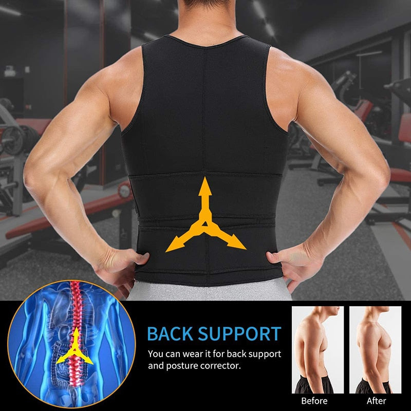 Men's Shapers Sweat Vest for Men Waist Trainer Vest Adjustable Workout Body