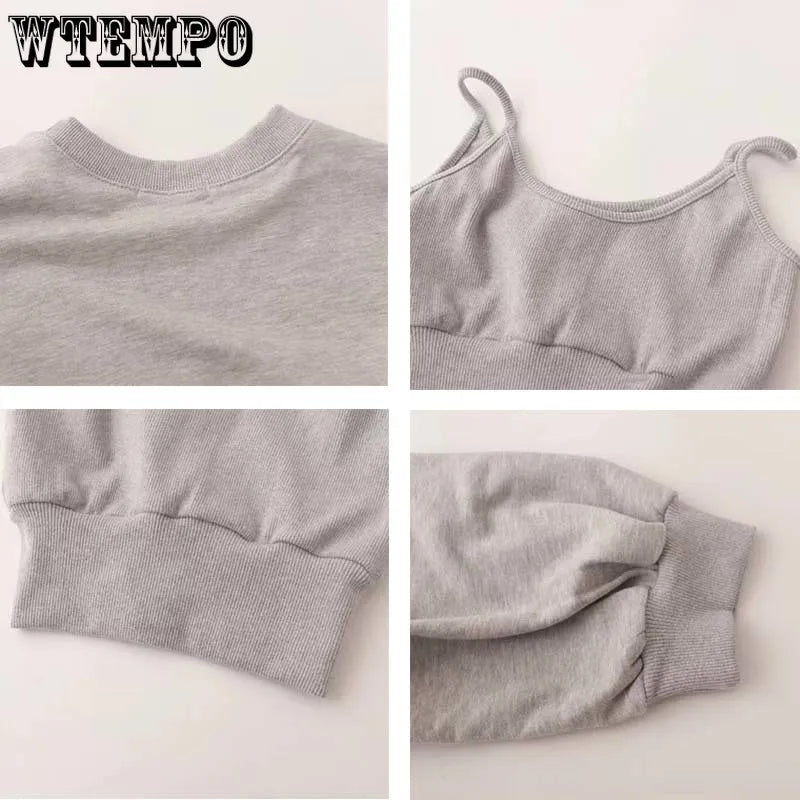 Women's Short Thin Sweatshirt Two-piece Simple Style Wholesale