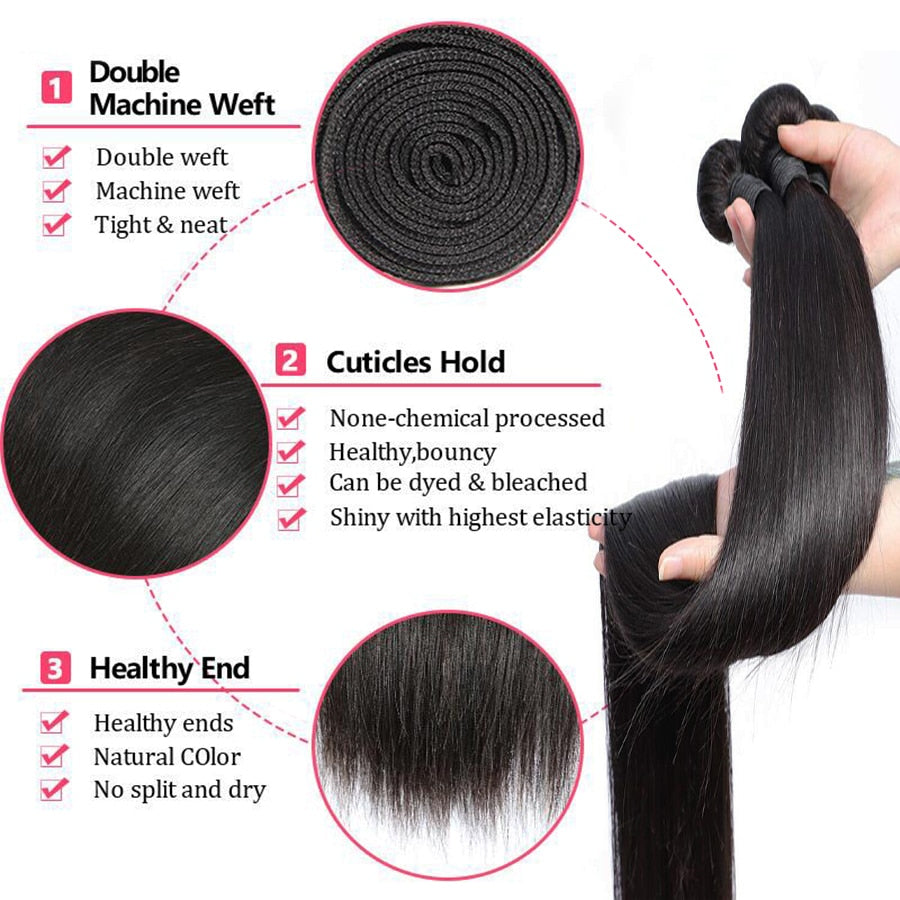 Bone Straight Human Hair Bundles Brazilian Hair Hair Extensions