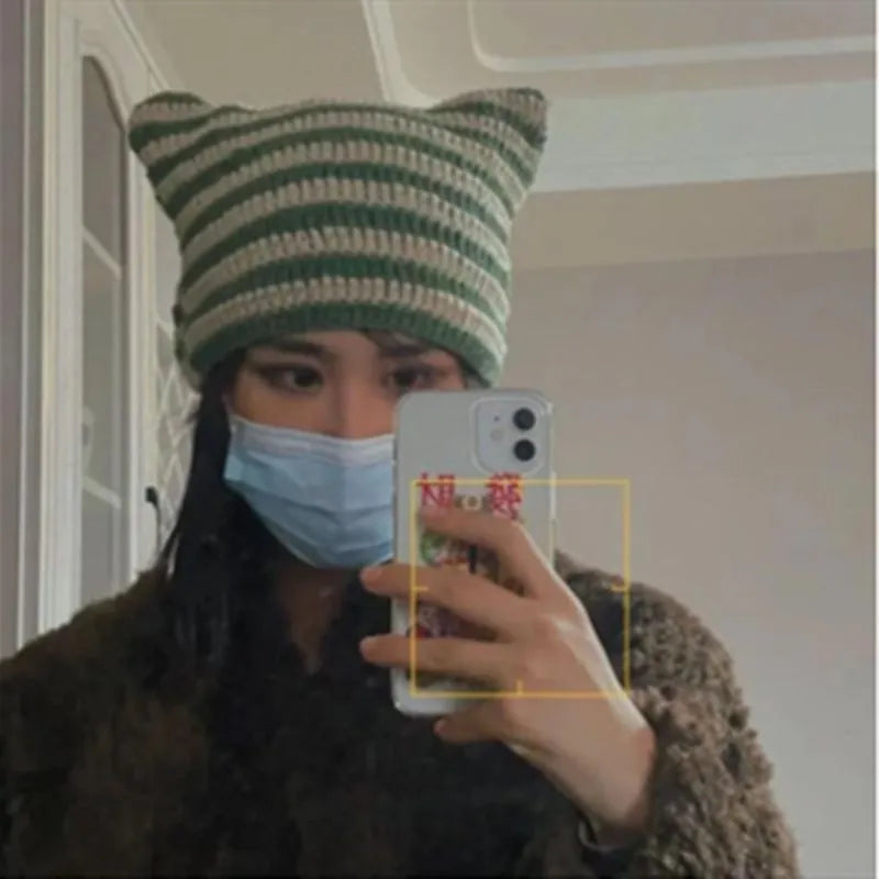 Girls Autumn Winter Cute Cat Ears Cap