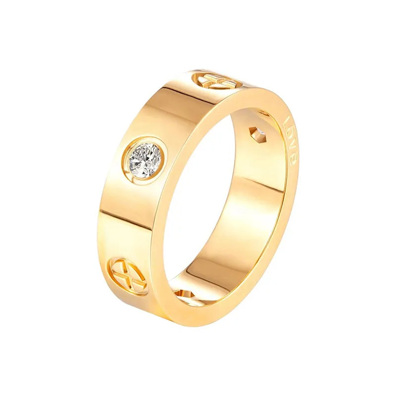 Trendy Stainless Steel Rose Gold Color Love Ring